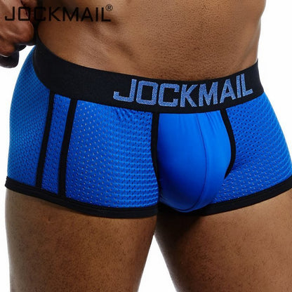 JOCKMAIL Men's Breathable Mesh Boxer Underwear - Sexy Gay Penis Pouch Panties