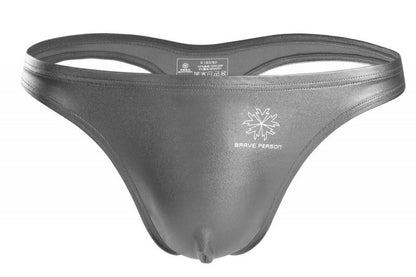 Men's leather short thong briefs