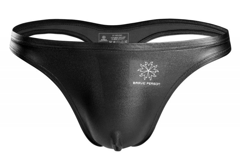 Men's leather short thong briefs