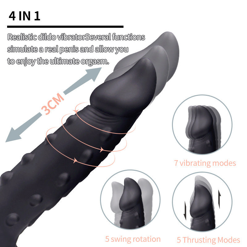 Electric Telescopic Swing Vibrator - Premium Black Silicone