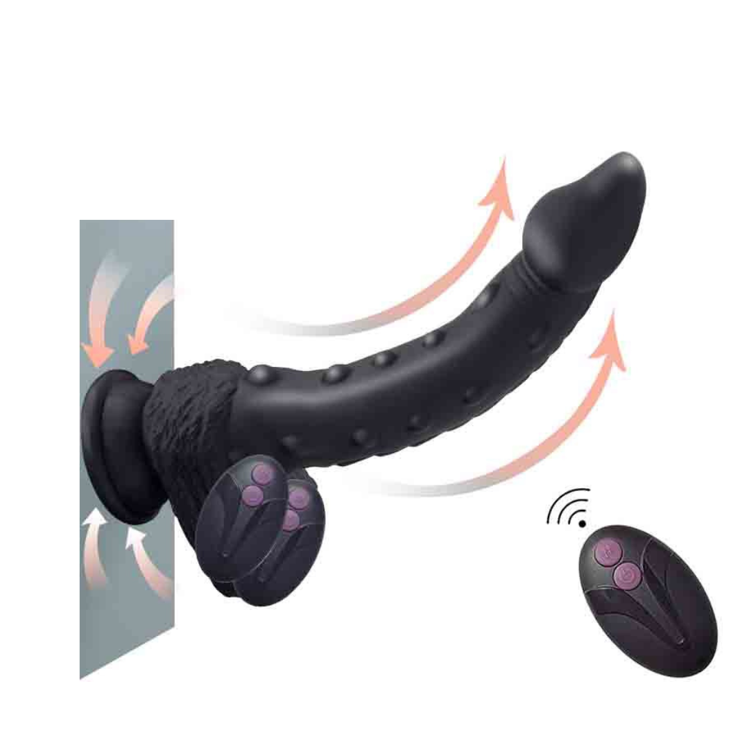 Electric Telescopic Swing Vibrator - Premium Black Silicone